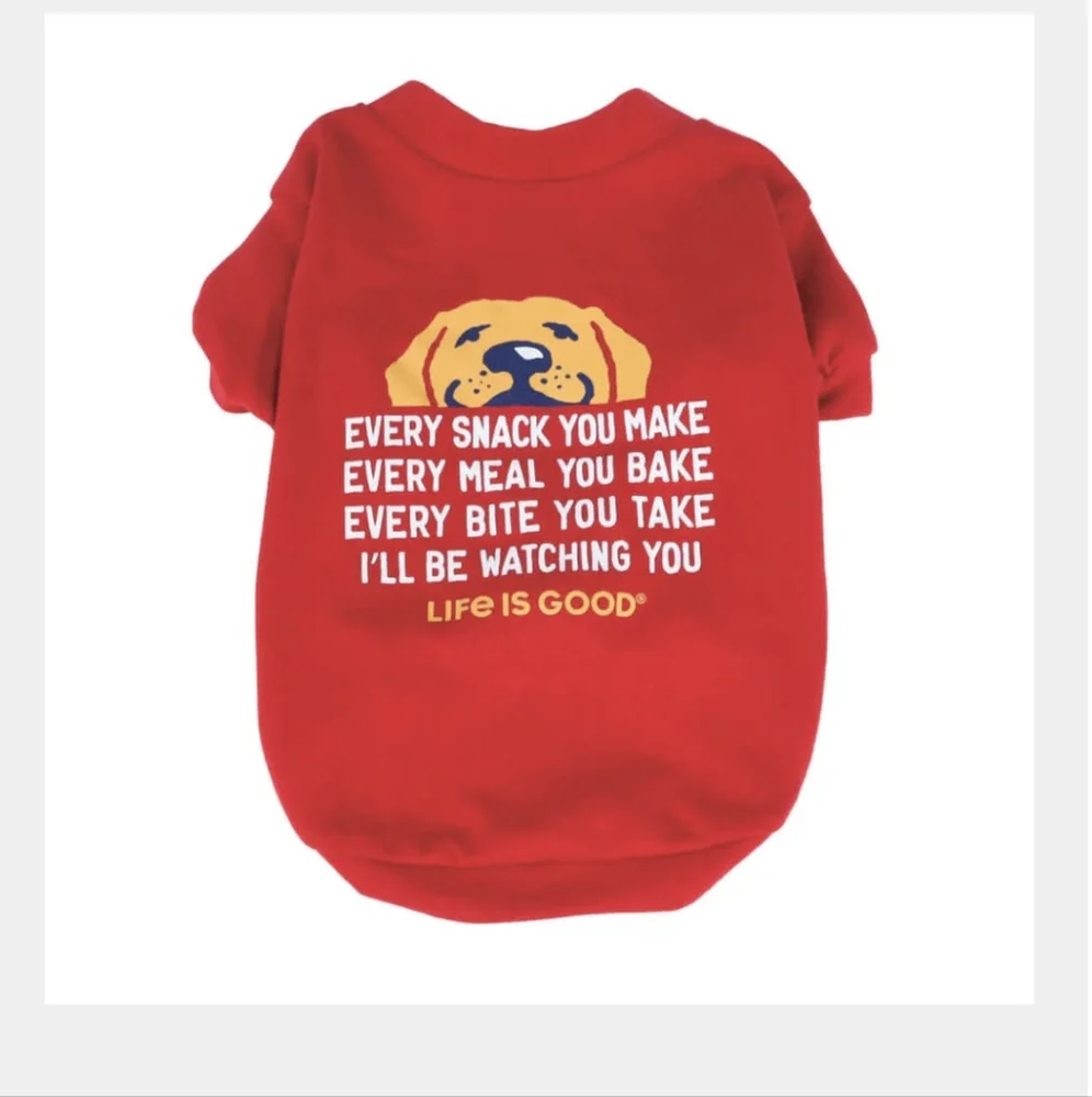 Doggie T-shirt "I'll Be Watching You..." Faded Red SMALL Life Is Good BNWT SO